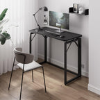JOYMOOP Black 31.5" Folding Desk, No Assembly Small Foldable Desk for Home, Office, Wooden Top Folding Computer Desk for Working, Writing, Studying
