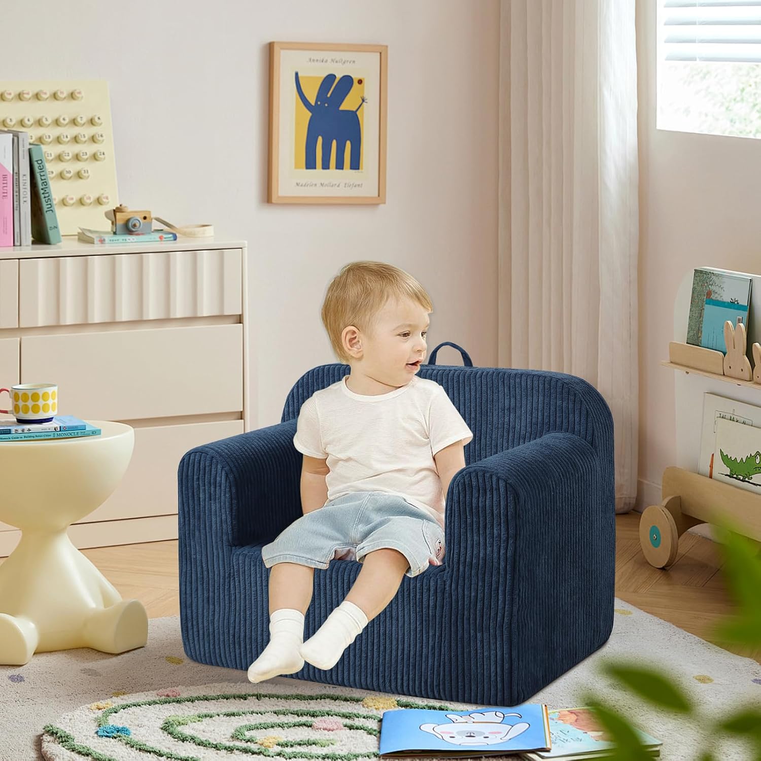 Getifun Foam Kids Sofa, Comfy Toddler Couch, Soft Toddler Armchair for Boys and Girls (Blue)