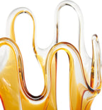 Deco 79 Glass Abstract Decorative Vase Ombre Centerpiece Vase with Wavy Oval Cutouts, Flower Vase for Home Decoration 7" x 7" x 10", Orange