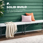 EconoHome Portable White Folding Bench – Heavy-Duty, Lightweight, and Easy to Carry – Perfect for Indoor & Outdoor Events, Camping, Picnics, and Parties