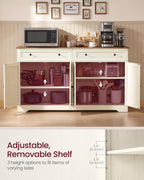 VASAGLE Siren Collection - Buffet Cabinet, Farmhouse Coffee Bar Cabinet with 2 Drawers, Adjustable Shelves, 4 Doors, Sideboard, 15.8 x 55.1 x 31.5 Inches, Rustic White and Honey Brown ULSC541WJ01S