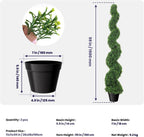 5ft Artificial Boxwood Spiral Tree Set (2 Pcs), Artificial Topiary For Outdoors With Weighted Pot, Outdoor Artificial Plants For Outdoor & Indoor Decoration, Boxwood Topiary, Artificial Outdoor Plants