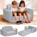 Foryoomi Extra Wide 2 in 1 Convertible Toddler Kids Couch - Corduroy Fold Out Kids Sofa Chair with Blanket, Comfy Comfortable Toddler Chair, Machine-Washable Cover, for Boys Girls, Grey