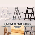JSWHYBD Light Weight Folding Chair Wooden Folding Chair A-Frame Structure Stable and Durable Leather Seat Cushion Suitable for Parties Home and Office Use(White+Off-White)