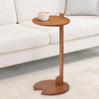 18–26" Height Adjustable Bamboo C-Shaped Side End Table for Sofa | Slides Under Couch; Round Solid Bamboo Top; Works as Laptop Desk & TV Tray; Space-Saving for Small Living Rooms and Bedrooms