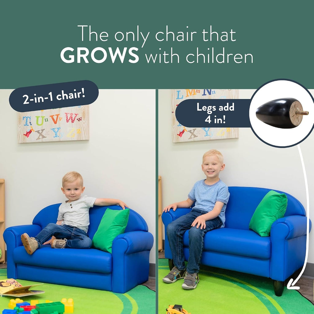 Children's Factory As We Grow Chair and Couch, Blue, CF805-309, Flexible Classroom Seating, Toddler Nursery Décor, Kids Playroom or Daycare Furniture