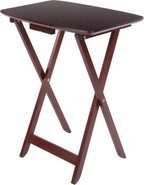 Winsome Darlene Set of 2 Foldable Snack Tables, 26" in Walnut, Easy to Store Portable Fold Up Table Set for Kitchen, Living Room TV Dining, Crafts, Puzzles, Work From Home