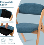 HOMEFUN Folding Chairs with Cushion Padded Foldable Chiars 4 Pack - Wooden Dining Seat with Removable Cover Extra for Guests Kitchen Office Wedding Party Picnic, Smog Blue