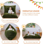 MAXYOYO 3 in 1 Kids Bean Bag Chair, Child Floor Sofa for Gaming, Reading, Faux Fur Floor Couch with High-Density Foam Filling for Living Room Bedroom