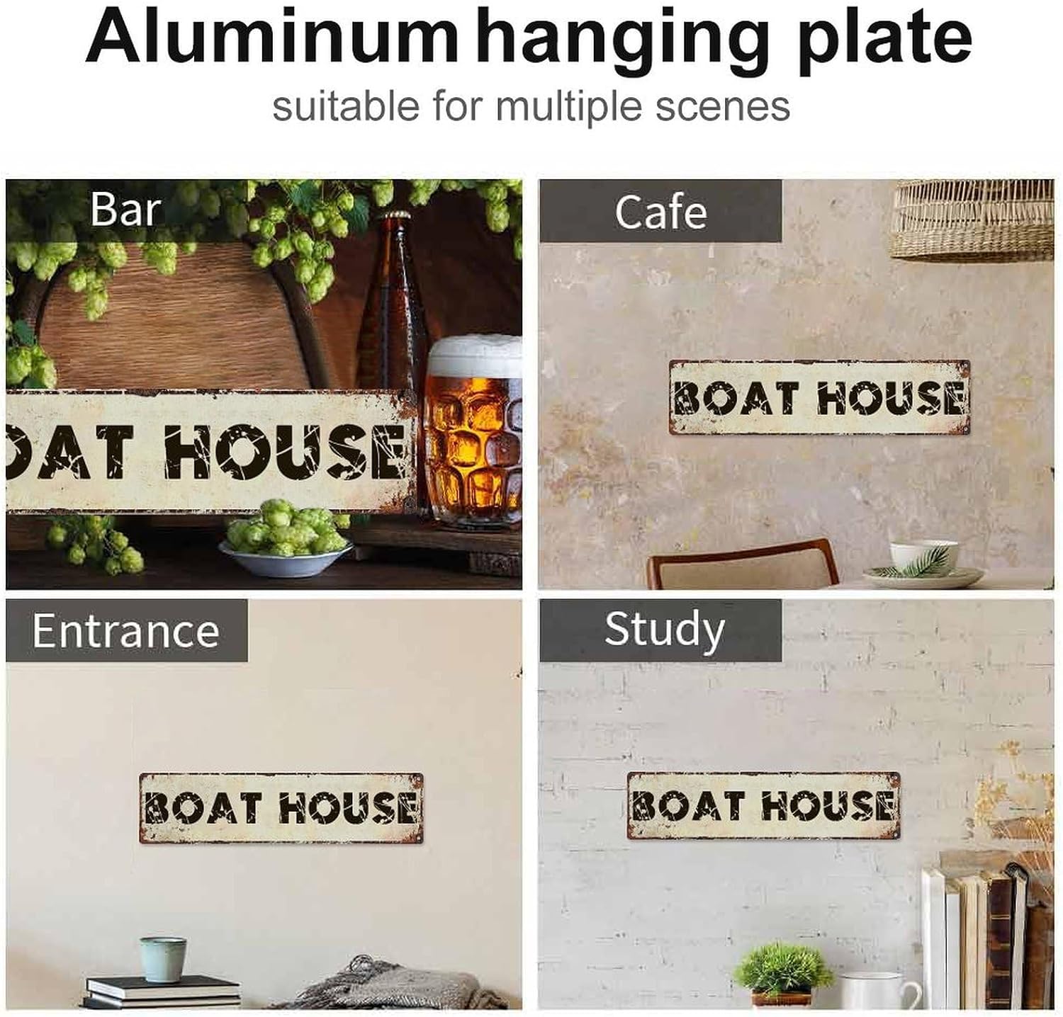 Retro Boat house Metal Tin Sign 4x16 Inch, Country Style Theme Wall Decor for Home, Farmhouse