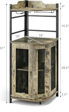 Giantex Corner Bar Cabinet with Glass Holder, Industrial Wine Cabinet with Metal Mesh Doors & Adjustable Shelf, Buffet Cabinet with Anti-tip Kit for Home Kitchen Dining Room Bistro