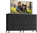 SONGMICS BELLAH Collection - Dresser for Bedroom, Chest of Drawers, TV Stand for TVs Up to 55 Inches, Living Room, Closet, 10 Drawers, Modern, Ink Black ULGS333BH02S