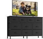 SONGMICS BELLAH Collection - Dresser for Bedroom, Chest of Drawers, TV Stand for TVs Up to 55 Inches, Living Room, Closet, 10 Drawers, Modern, Ink Black ULGS333BH02S