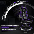 Vonesse Gaming Chair, Big and Tall Gaming Chair with Footrest and Massage, Gaming Chairs for Adults with Lumbar Support, Ergonomic High Back Computer Chair with Pocket Spring Cushion (Purple/Black)