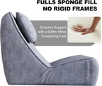 Giant Bean Bag Chair for Adults - Indoor Chaise Lounge with Neck Pillow & Ottoman, All-in-One Sponge Design, Comfy Floor Chair for Reading, Gaming, Napping, and Movies (SlateGray)