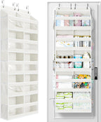 Yecaye 5-Tier Over The Door Organizer Dual-Column, 80lbs Load Extra Large Over the Door Storage of 10 Compartments, Heavy Duty Door Organizer Hanging for Dorm Bathroom Pantry, Cream White, 1 Pack