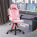 PC Gaming Chair Ergonomic Office Chair, High Back Computer Chair with Lumbar Support& Headrest, Adjustable PU Leather Desk Chair Racing Task Rolling Swivel Executive Chair for Women, Pink