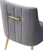 MIXIYA Modern Grey Velvet Dining Chair – Upholstered Side Chair with Brushed Gold Legs, Easy-Clean Accent Chair for Dining Room or Kitchen
