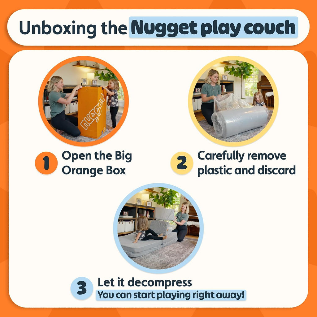 Nugget - The Original Play Couch for Kids - Modular Foam Children's Sofa for Playroom, Imagination, & Creative Open Ended Play - Washable & Convertible Playroom Furniture, Fossil