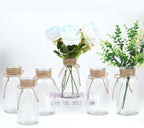 Vintage Glass Flower Vase, Farmhouse Glass Centerpiece Vases Mason Jars for Weddings, Parties & Home Decor Bulk (6, Transparent)