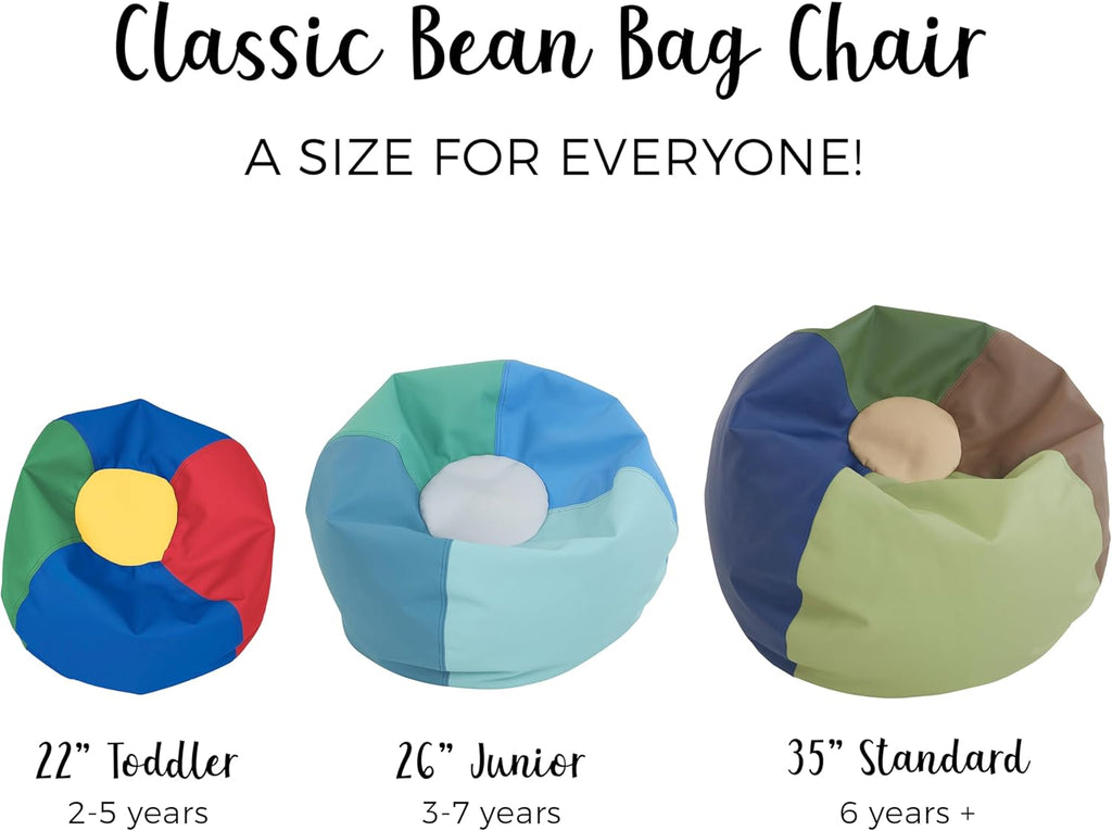 FDP SoftScape Classic 26" Junior Bean Bag Chair, Furniture for Kids, Perfect for Reading, Playing Video Games or Relaxing, Alternative Seating for Classrooms, Daycares, Libraries or Home - Gray