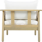 Christopher Knight Home Teras Acacia Wood Lounge Chair Outdoor Set of 2 with Removable Cushion, Solid Wood Patio Accent Chair with PE Wicker Accents, Patio Furniture Set Sofa Chair, Light Teak+Cream