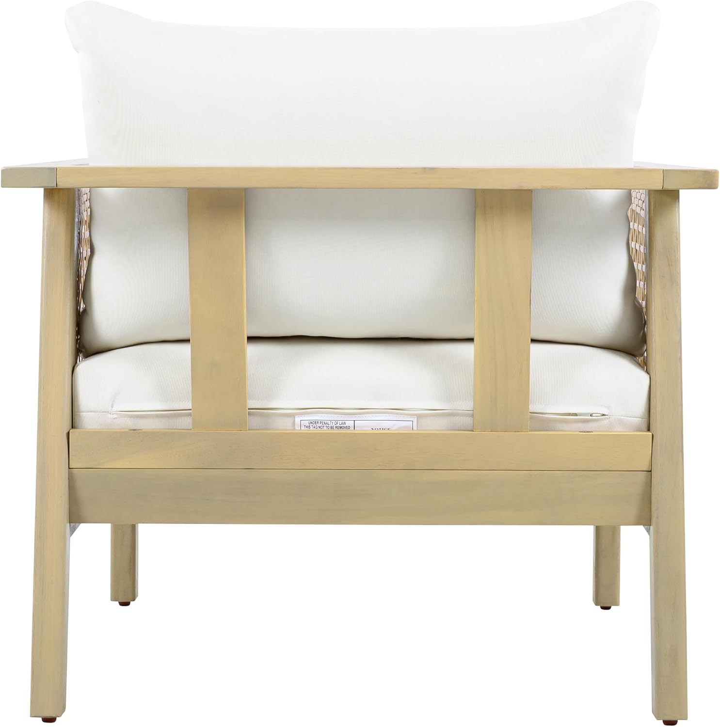 Christopher Knight Home Teras Acacia Wood Lounge Chair Outdoor Set of 2 with Removable Cushion, Solid Wood Patio Accent Chair with PE Wicker Accents, Patio Furniture Set Sofa Chair, Light Teak+Cream