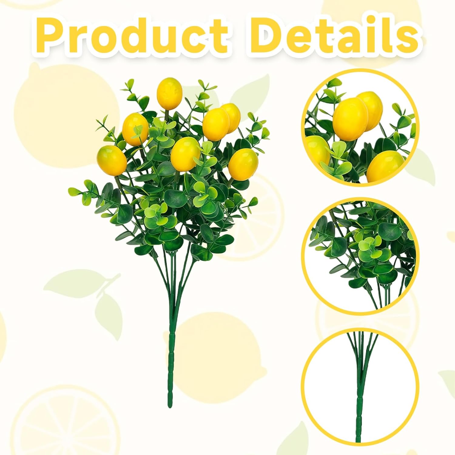 6 Pcs Artificial Lemon Branches Artificial Fruit Lemon Tree Greenery Decoration Faux Lemons Picks for Farmhouse Kitchen Home Table Decor Stem Fruits for Home Spring Summer Decor