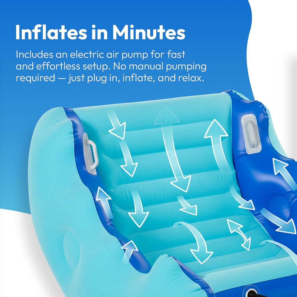 Inflatable Sensory Rocking Chair – Air Pump Included, Portable Air Lounge Seat with Back Support & Handles, Indoor Outdoor Relaxation Chair for Kids, Teens & Adults, Lightweight Rocker for Bedroom