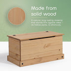 Corona Storage Chest with Lid – Natural Wood Trunk for Entryway, Bedroom, or Living Room – Safe-Stay Hinged Top for Easy Access