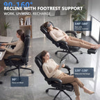 Executive High Back Home Office Chair with Foot Rest & Adjustable Headrest for Lower Back Pain Relief, Comfy Ergonomic Computer Desk Chair 400lb, Padded PU Leather Chair, Pocket Spring seat