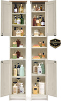 SONGMICS HOME 67-Inch Tall Bathroom Storage Cabinets, Superfast Toolless Assembly, 11.8-Inch Wide Slim Narrow Freestanding Cabinet with Adjustable Shelves, Kitchen Living Room, 2 Pack, Rustic White