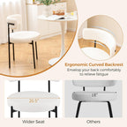 Giantex Sherpa Dining Chairs Set of 4, Upholstered Round Kitchen Chairs with Curved Backrest & Metal Legs, Modern Armless Side Chairs, White Boucle Accent Chairs for Dining Room, Living Room