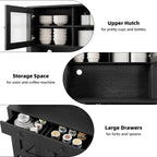 Takywep 63" Kitchen Pantry Cabinet, Freestanding Pantry Hutch Cabinet with Microwave Stand & 2 Drawers, 4 Doors & Adjustable Shelves, Kitchen Storage Cabinets for Kitchen, Dining Room, Black
