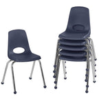 Factory Direct Partners 10384-NV 18" School Stack Chair, Stacking Student Seat & 10367-NV 16" School Stack Chair, Stacking Student Seat