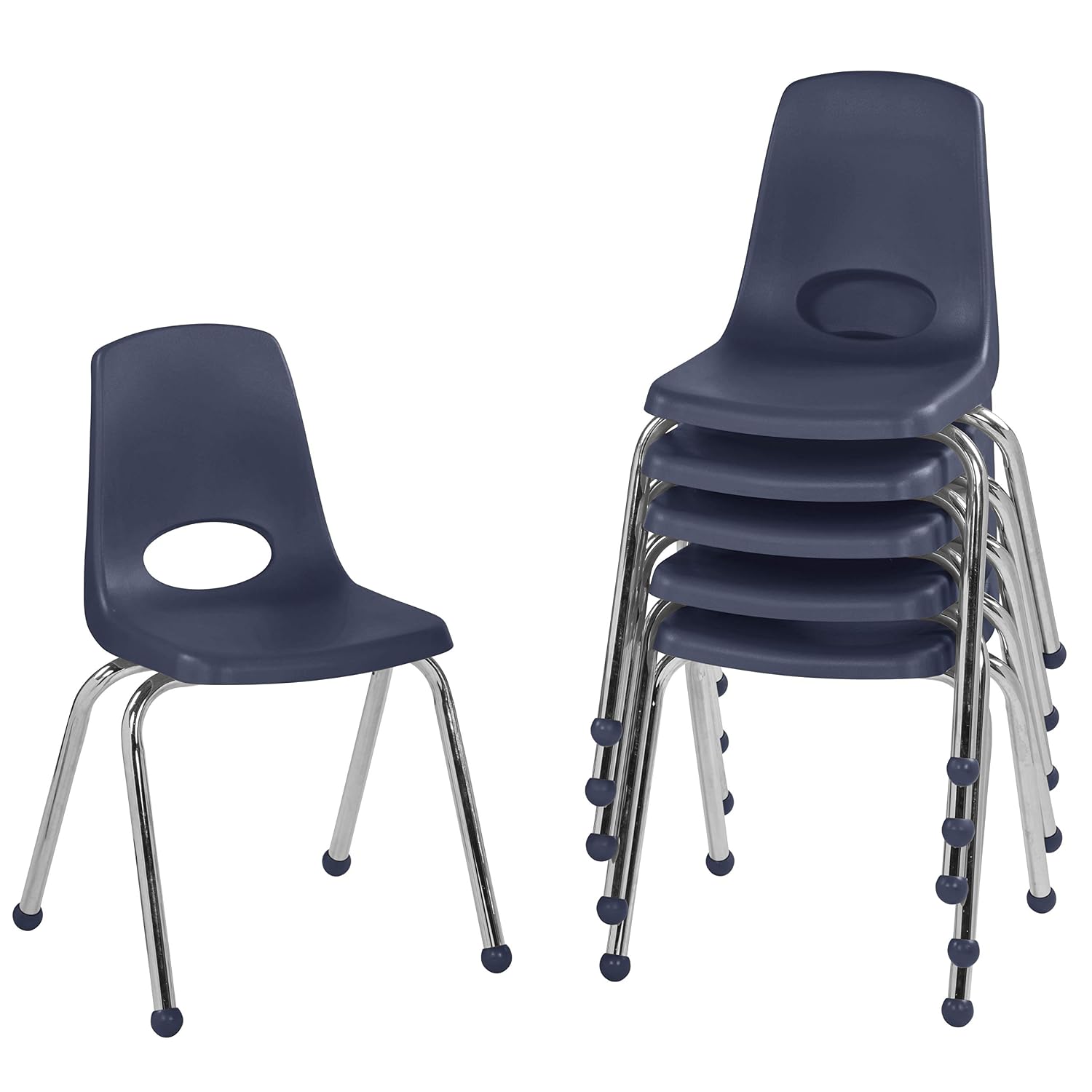 Factory Direct Partners 10384-NV 18" School Stack Chair, Stacking Student Seat & 10367-NV 16" School Stack Chair, Stacking Student Seat