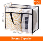 Lifewit 3 Pack Clear Clothes Storage Bags, 110L Plastic Blanket Storage Bag, Vinyl Foldable Moving Bags with Zipper, Closet Organizers and Storage Containers for Bedding, Duvet, Comforter