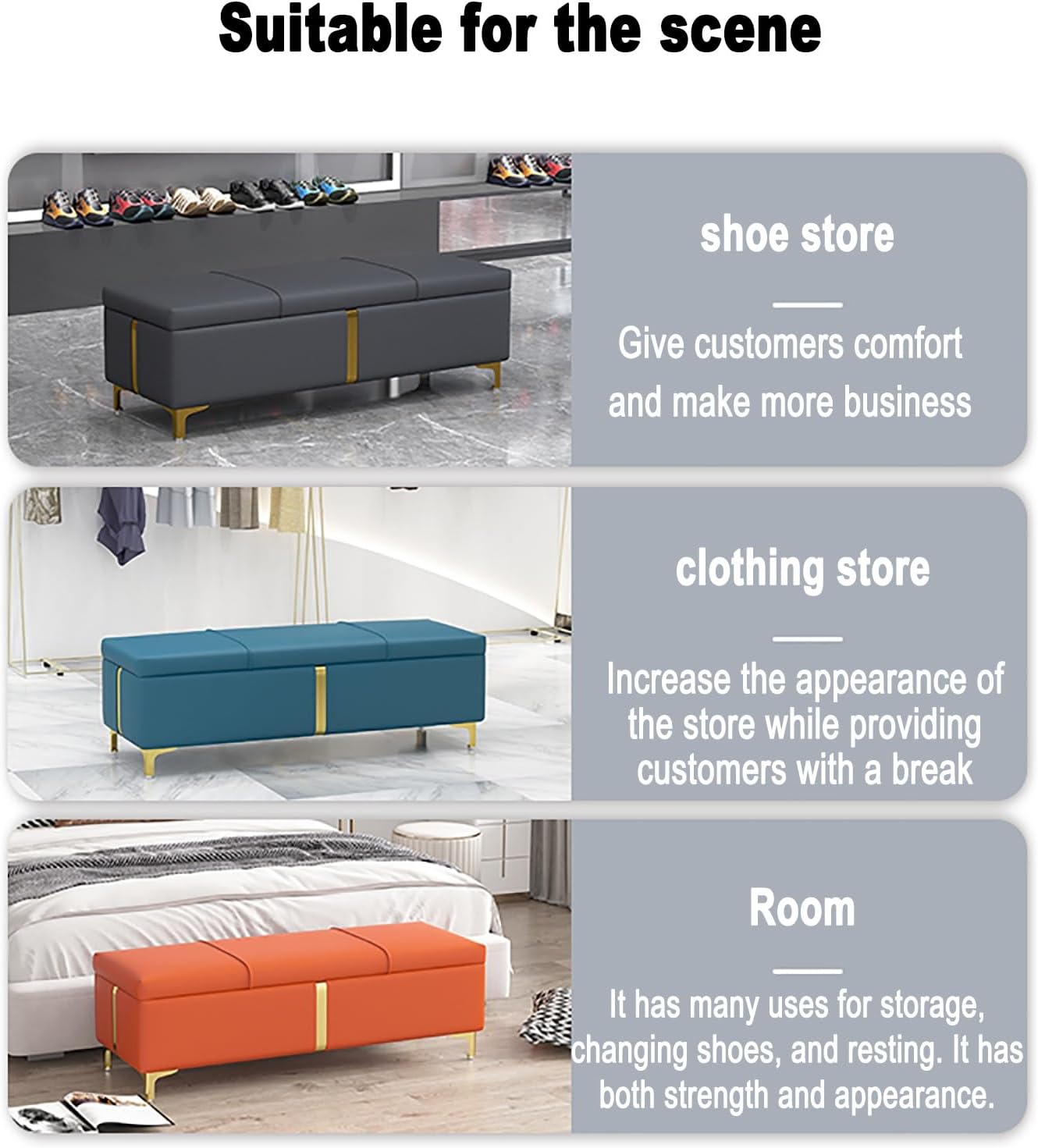 Entrance shoe-changing stool with storage space, living room storage stool with gold cabinet legs, footstool for bedroom bed end, with solid wood frame, suitable for corridor, bedroom, etc. ( Color :