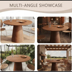 43" Wood Round Dining Table for 2 4 5, Modern Farmhouse Rustic Circle Kitchen Table with Minimalist Circular Pedestal for Dining Room Kitchen, Dinner Living Room, Restaurant Walnut New