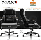 Big and Tall 400lbs Office Chair - Adjustable Lumbar Support Quiet Rubber Wheels Heavy Duty Metal Base, High Back Large Executive Computer Desk, Thick Padded Ergonomic Design for Back Pain (Black)