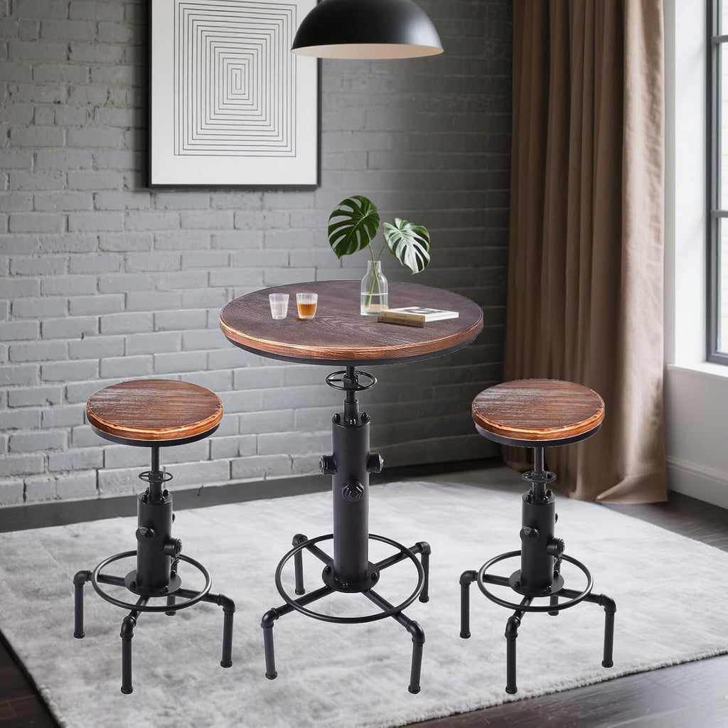 Industrial Tall Bistro Table 32.3-36.2" Adjustable Swivel Pub Coffee Table Metal Hydrant Stylish Design