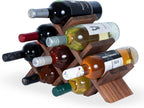 Rustic State Alella Countertop Wood Wine Rack for 8 Bottles Holder and Cork Storage Tabletop Butterfly Sleek Design Freestanding Organizer - Home, Kitchen, Dining Room Bar Décor - Walnut