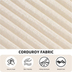 54"W Oversized Chaise Lounge Chair Indoor, Boneless Chaise Lounge Couch, Convertible Comfy Reading Chairs, Corduroy Sleeper Chair Couches for Living Room, Compression Sofa with Ottoman, Beige
