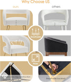 Hyfirm White and Gold Dining Chairs Set of 4, Upholstered Velvet Barrel Dining Room Chairs Luxury Modern Comfy Armchairs for Kitchen Recepition Restaurant