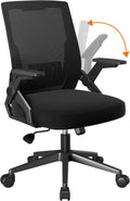 COMHOMA Office Chair with Flip-up Armrests Ergonomic Computer Desk Chair with Adaptive Lumbar Support & Breathable Mesh, Black
