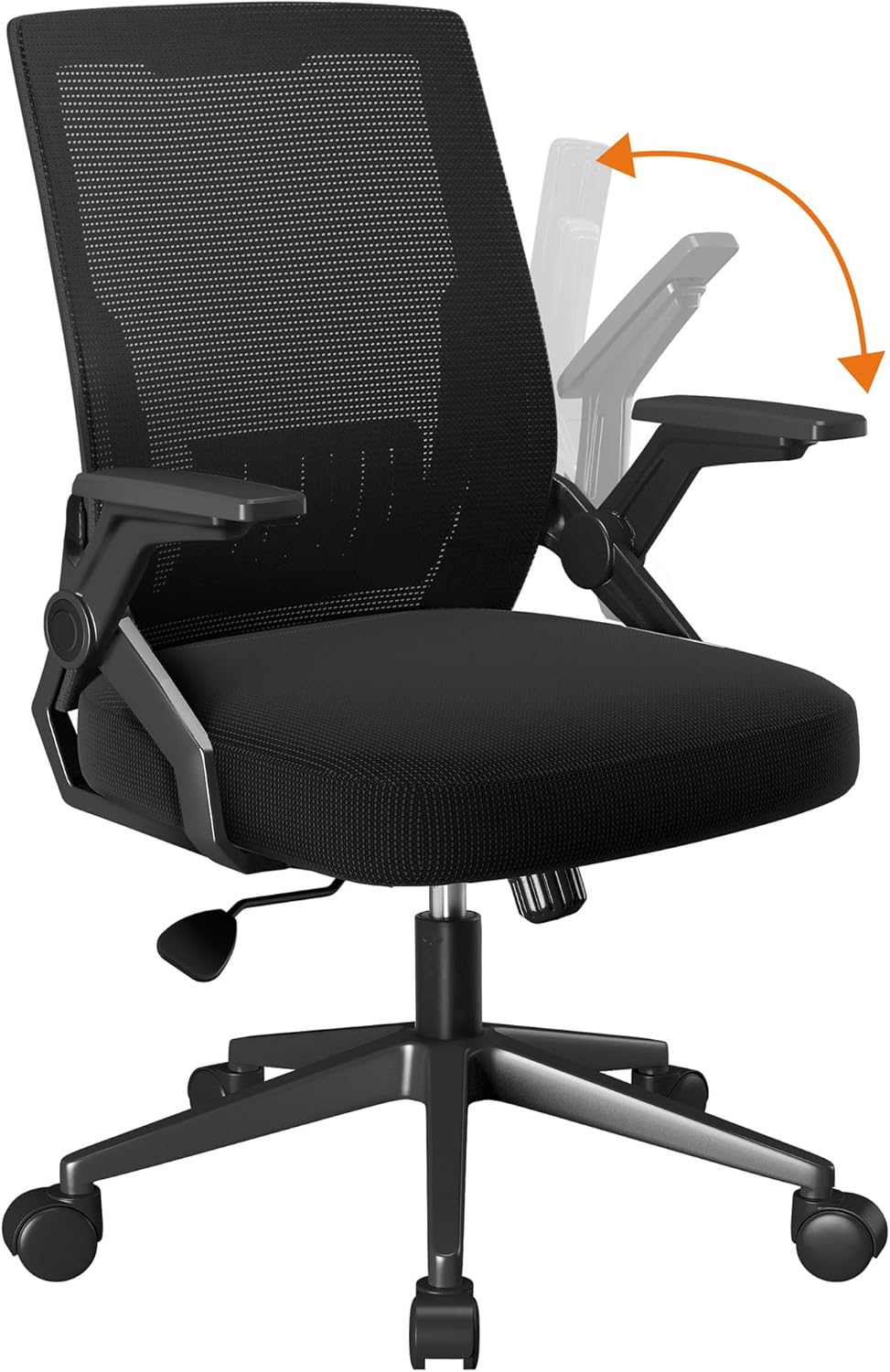 COMHOMA Office Chair with Flip-up Armrests Ergonomic Computer Desk Chair with Adaptive Lumbar Support & Breathable Mesh, Black