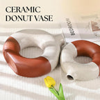 Terracotta Vase Decor Donut Vase Set of 2 - Circle Hollow Vases, Modern Matte Ceramic Vases for Entryway Living Room Bedroom Dining Table Centerpiece Office Home Decor