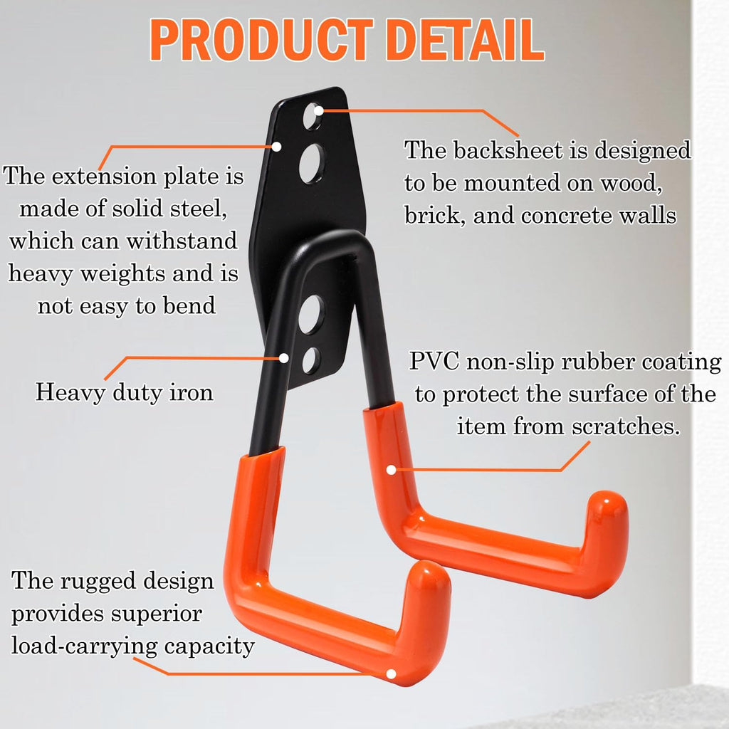 vivicreate 10 Pack Garage Hooks Heavy Duty Wall Mount Utility Storage Hooks with Anti-Slip PVC Coating for Garage Organizer Ladder Bike Hose Garden Tools and Cables