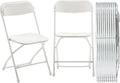 BTEXPERT Set of 20 Pack, Indoor Outdoor White Plastic Folding Chairs Stacking Steel Frame Commercial 650LB Weight Capacity Seating Home Garden Wedding Event Party Picnic Dining Church School Portable