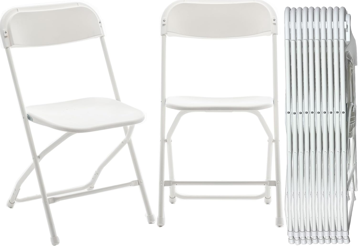 BTEXPERT Set of 20 Pack, Indoor Outdoor White Plastic Folding Chairs Stacking Steel Frame Commercial 650LB Weight Capacity Seating Home Garden Wedding Event Party Picnic Dining Church School Portable